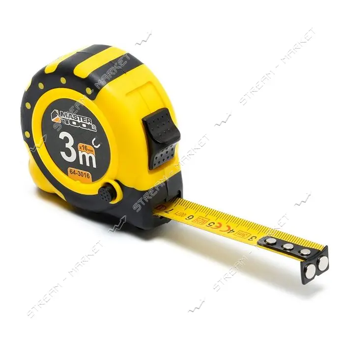 Рулетка MasterTool 64-3016 с магнитами нейлоновое покрытие 3м x 16мм