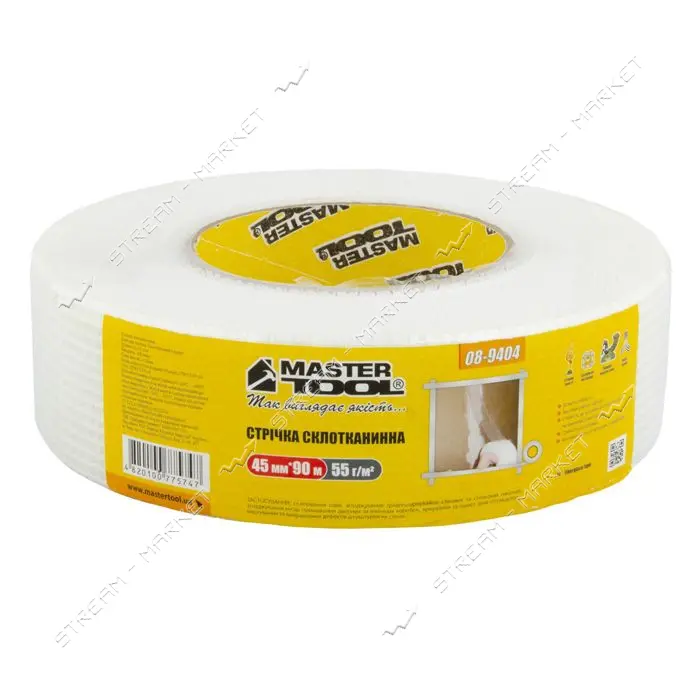 Лента стеклотканевая MasterTool 08-9404- В с липким слоем 8x8 45мм x 90м                            