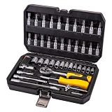 Набор насадок торцевых Mastertool 78-2047 CrV 1/4" с трещеткой 72 зуба в кейсе 46шт                 