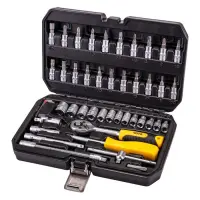 Набор насадок торцевых Mastertool 78-2047 CrV 1/4" с трещеткой 72 зуба в кейсе 46шт