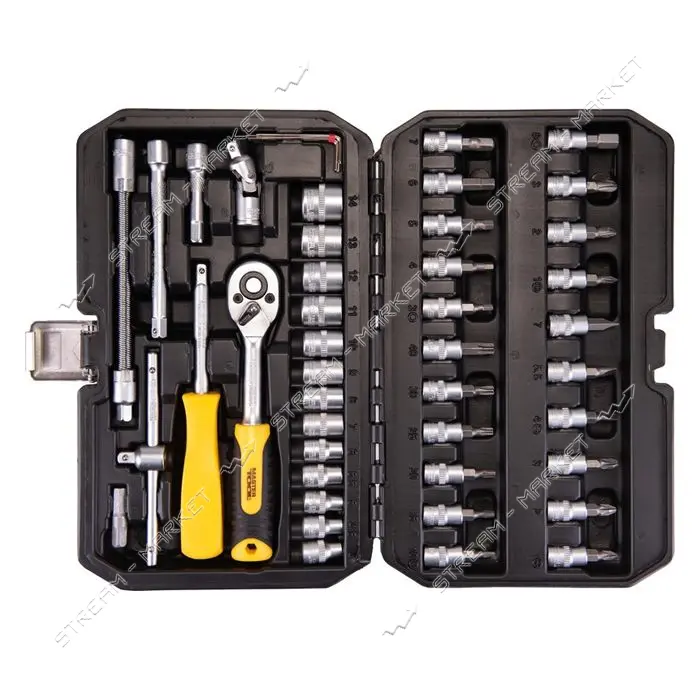 Набор насадок торцевых Mastertool 78-2047 CrV 1/4" с трещеткой 72 зуба в кейсе 46шт                 
