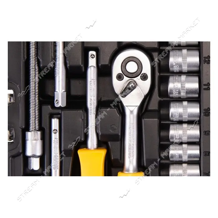 Набор насадок торцевых Mastertool 78-2047 CrV 1/4" с трещеткой 72 зуба в кейсе 46шт                 