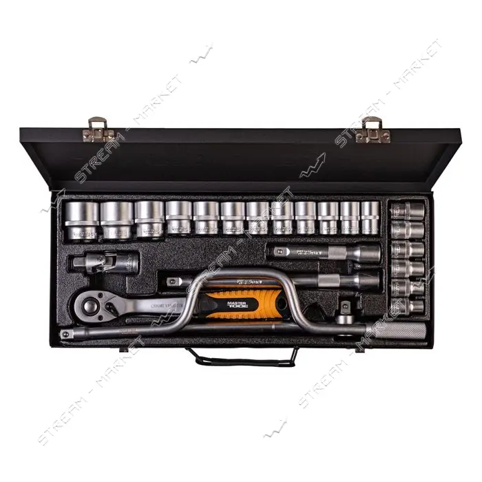 Набор насадок торцевых и ключей Mastertool 78-4125 CrV 1/2" с трещеткой 72 зуба в метал. кейсе 24шт