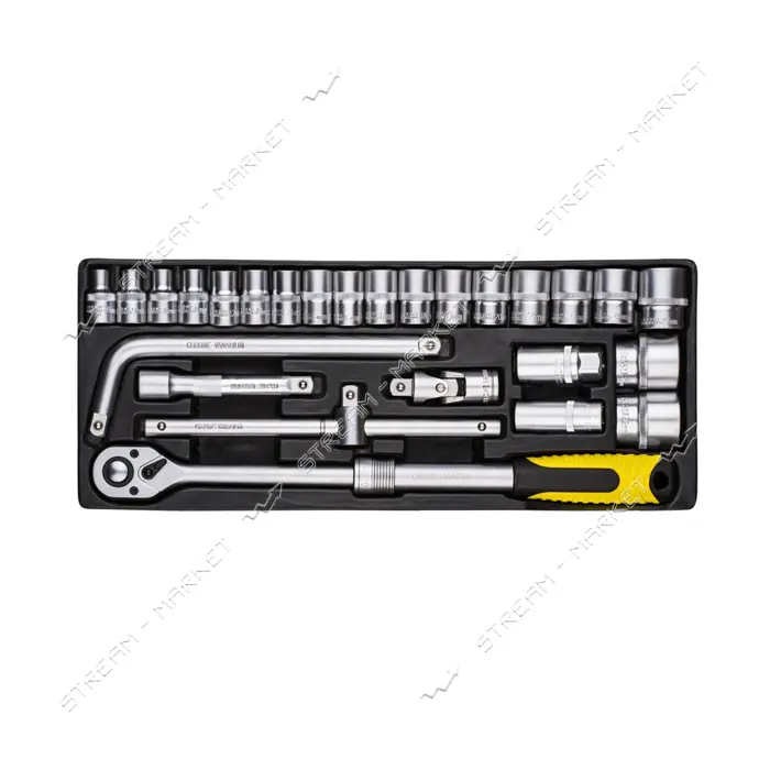 Набор насадок торцевых Mastertool 78-4126 1/2" с удлиняющейся трещеткой 72 зуба в кейсе 26шт        
