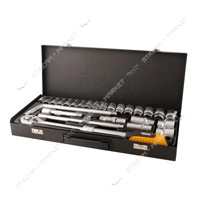 Набор насадок торцевых Mastertool 78-4126 1/2" с удлиняющейся трещеткой 72 зуба в кейсе 26шт        