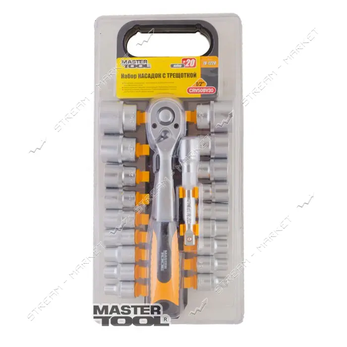 Набор насадок торцевых Mastertool 78-1220 CrV с трещеткой 72 зуба 20шт