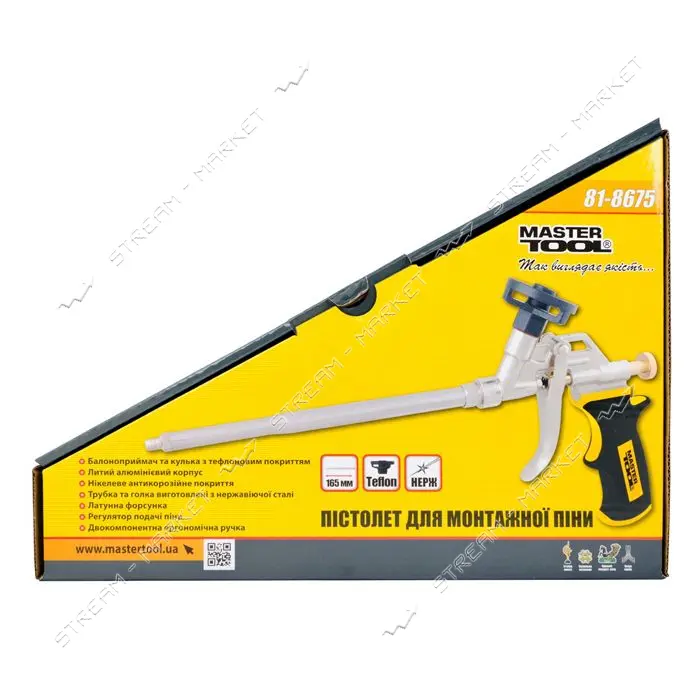 Пистолет для монтажной пены Mastertool 81-8675 тефлоновое покрытие балоноприемника и иглы 290мм     