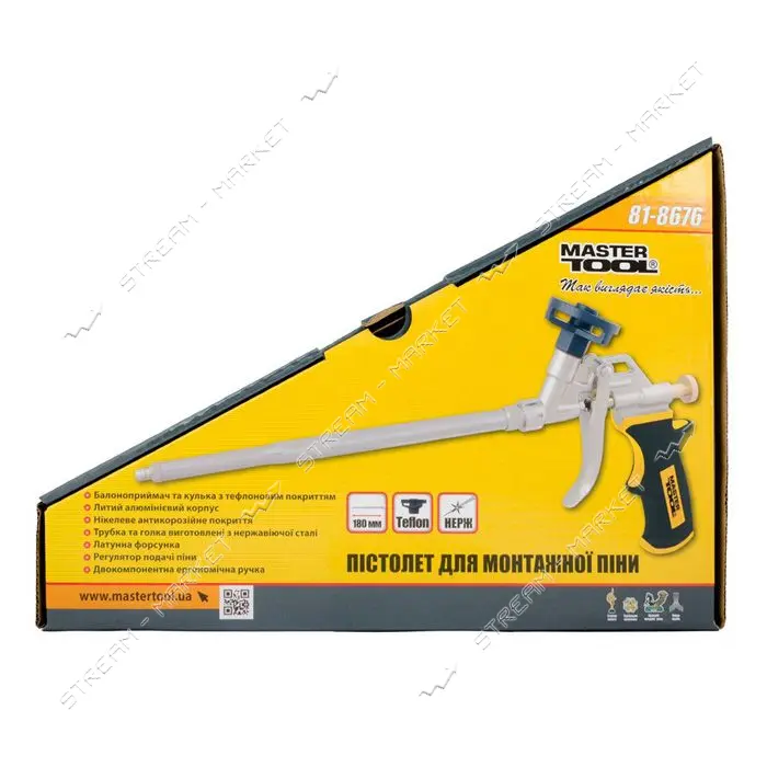 Пистолет для монтажной пены Mastertool 81-8676 тефлоновое покрытие балоноприемника и иглы 330мм     