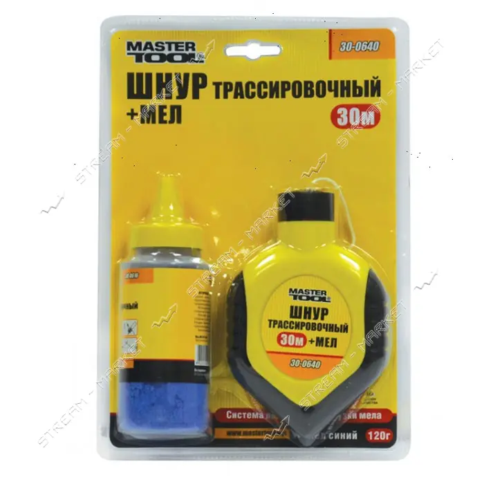 Шнур трассировочный MasterTool 30-0640 30м плюс мел                                                 