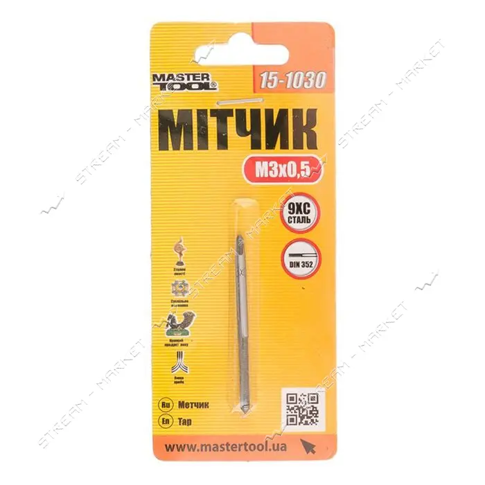 Метчик для нарезания резьбы Mastertool 15-1030 М3x0.5мм