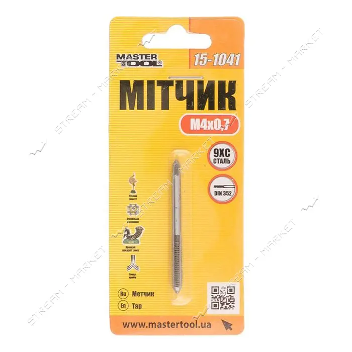Мітчик для нарізування різьблення Mastertool 15-1041 М4x0.7мм
