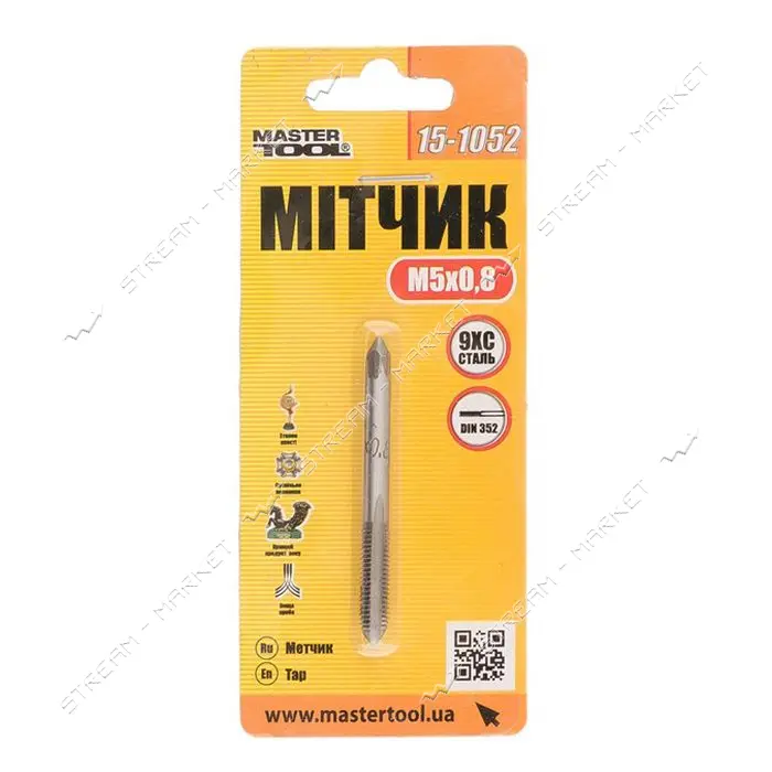 Метчик для нарезания резьбы Mastertool 15-1052 М5x0.8мм