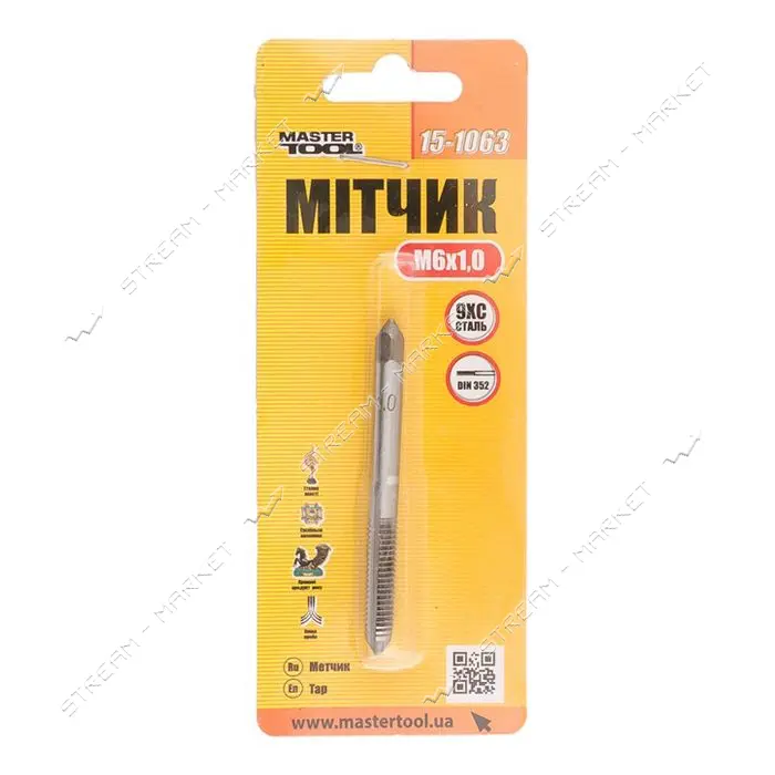 Мітчик для нарізування різьблення Mastertool 15-1063 М6x1.0мм