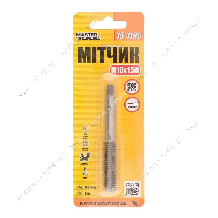 Метчик для нарезания резьбы Mastertool 15-1105 М10x1.5мм                                            