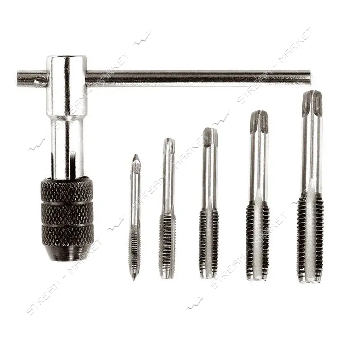 Набор метчиков Mastertool 15-1406 с Т-образным держателем 6шт М4 М5 М6 М8 М10                       