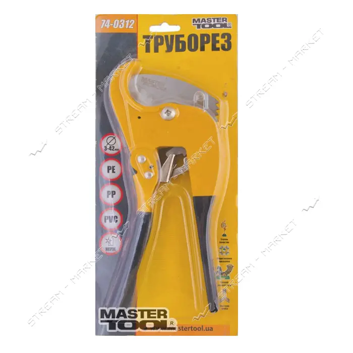 Труборез Mastertool 74-0312 для пластиковых труб 3-42мм