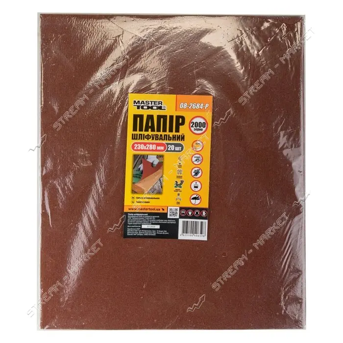 Бумага шлифовальная водостойкая Mastertool 08-2684-Р Р2000 230x280мм 20шт