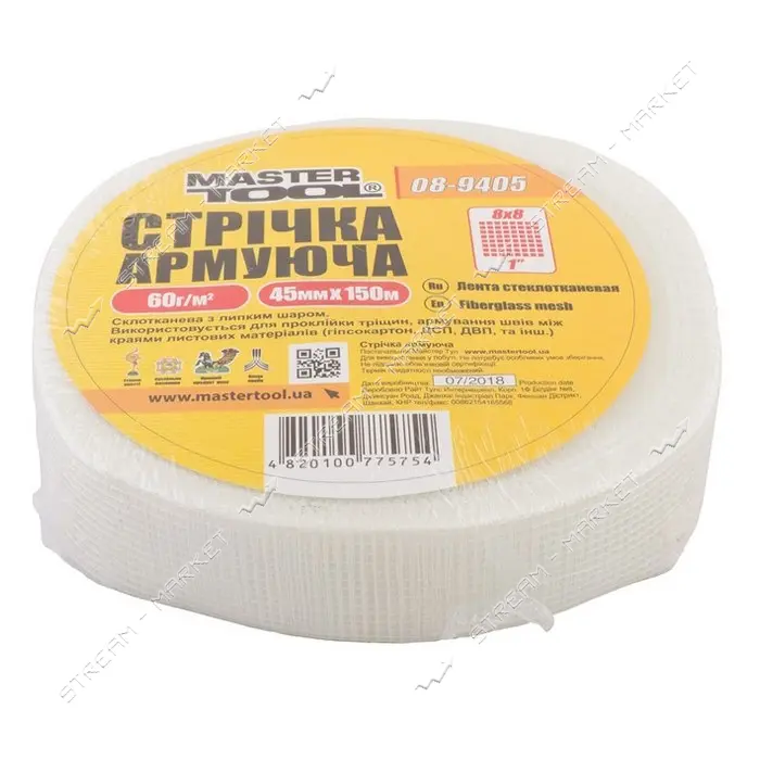 Лента стеклотканевая с липким слоем MasterTool 08-9405 45мм x 150м 8x8 60г/м.кв