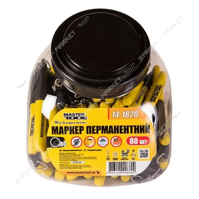 Маркер перманентный MasterTool 14-1820 80шт черный
