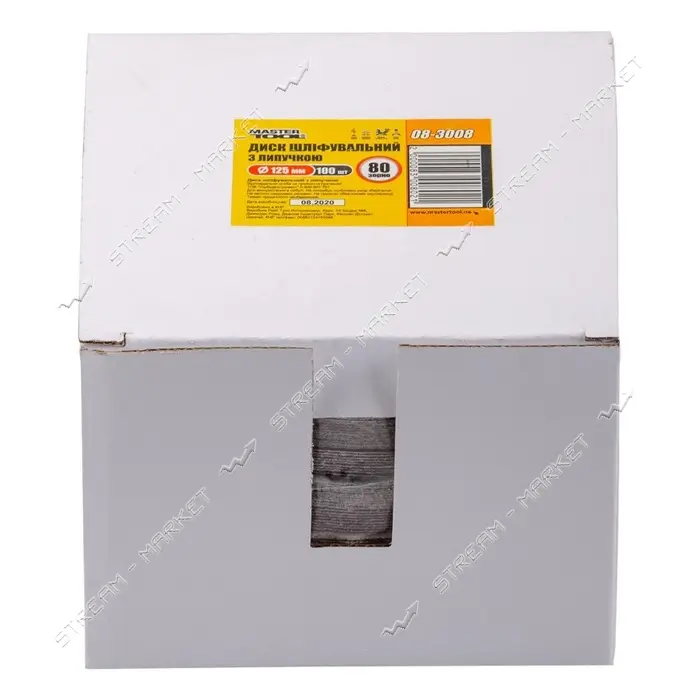 Круг шлифовальный на липучке MasterTool 08-3008 125 мм зерно 80 100шт