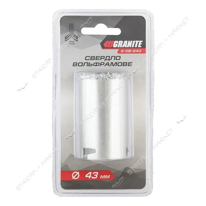 Сверло корончатое для плитки Granite 2-08-243 43мм вольфрамовое напыление                           