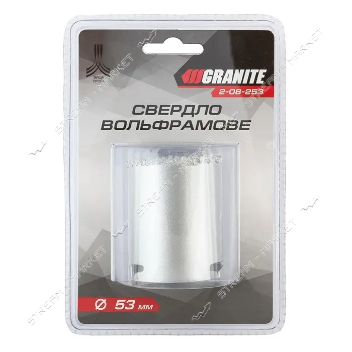 Сверло корончатое для плитки Granite 2-08-253 53мм вольфрамовое напыление                           