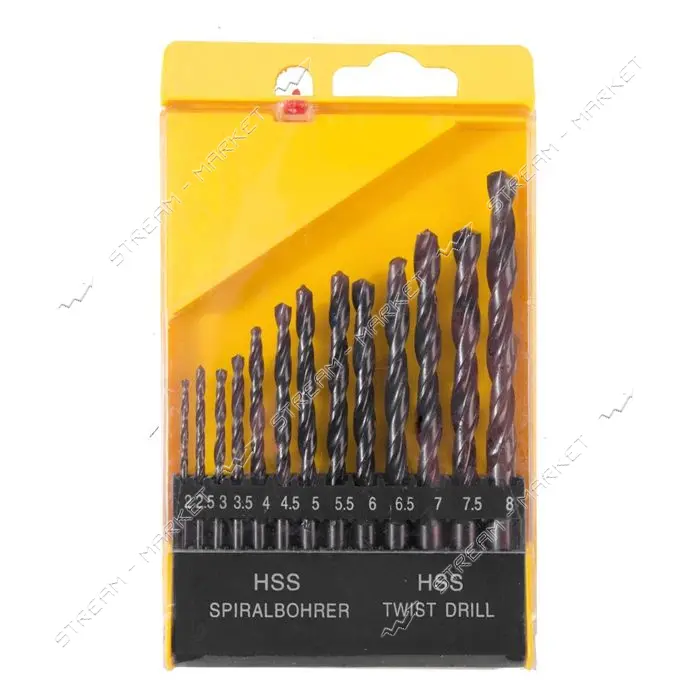 Набор сверл по металлу MasterTool 11-0213 HSS 2-8мм шаг 0.5 в пластиковой коробке 13шт черные