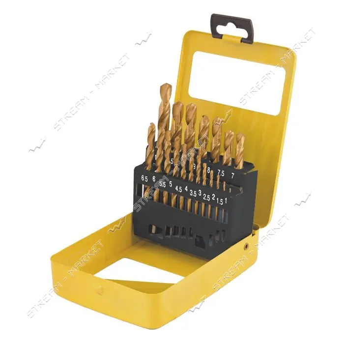 Набор сверл по металлу MasterTool 11-0319 HSS титан 1-10мм шаг 0.5 в металлической коробке 19шт     