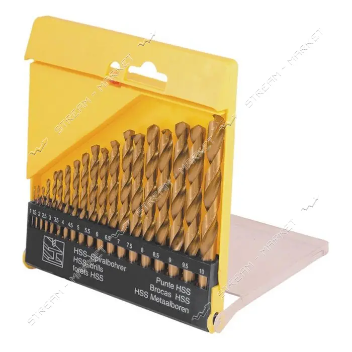 Набор сверл по металлу MasterTool 11-0219 HSS титан 1-10мм шаг 0.5 в пластиковой коробке 19шт       