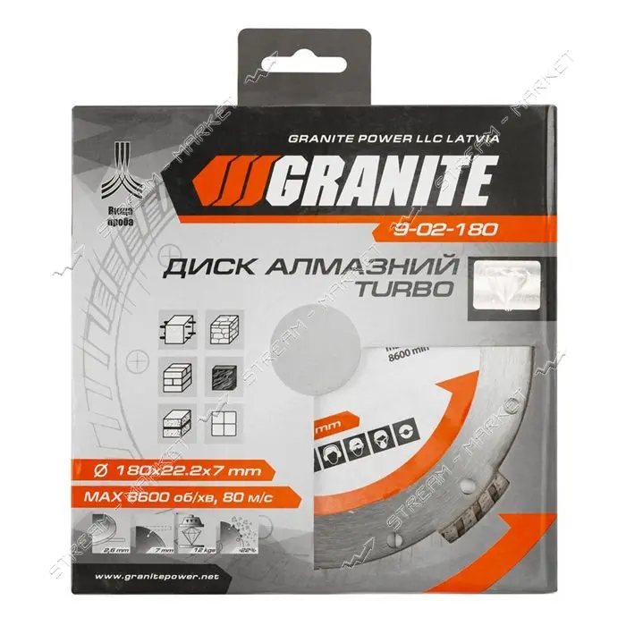 Диск алмазный Granite 9-02-180 Тurbo 180мм                                                          