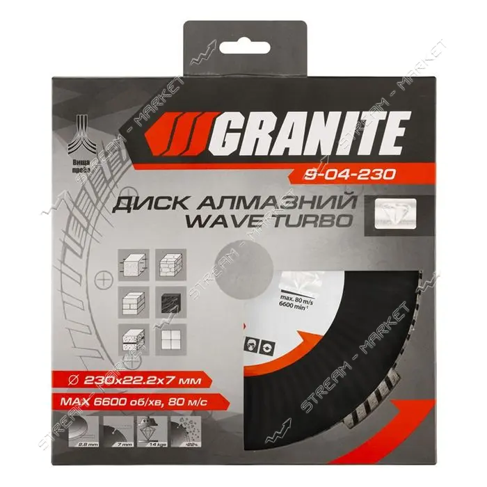Диск алмазный Granite 9-04-230 Тurbo Wave 230мм                                                     