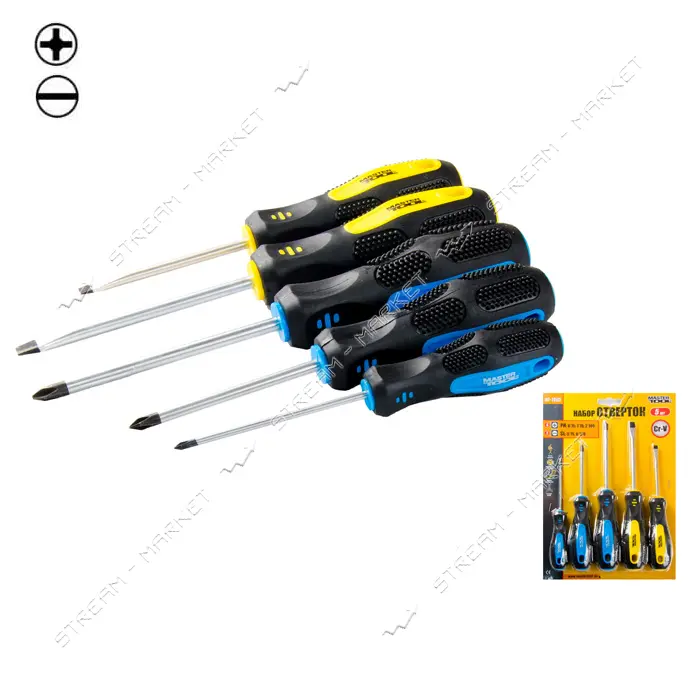 Набор отверток Mastertool 40-1505 РН0x75 1x75 2x100 SL5x75 6x100 5шт