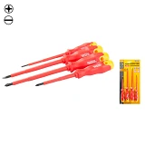 Набор отверток диэлектрических Mastertool 40-1500 РН1x80 2x125 SL3x100 5.5x125 4шт