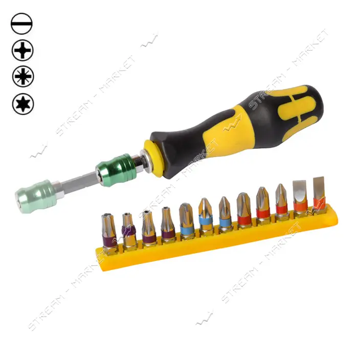 Отвертка в кейсе Mastertool 40-0143 12 насадок