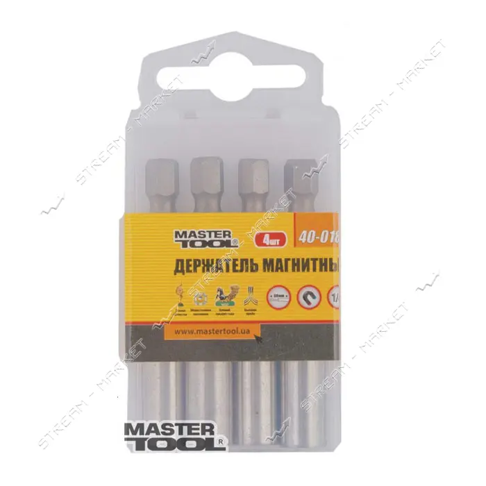 Держатель магнитный MasterTool 40-0180 1/4" 60мм 4шт                                                