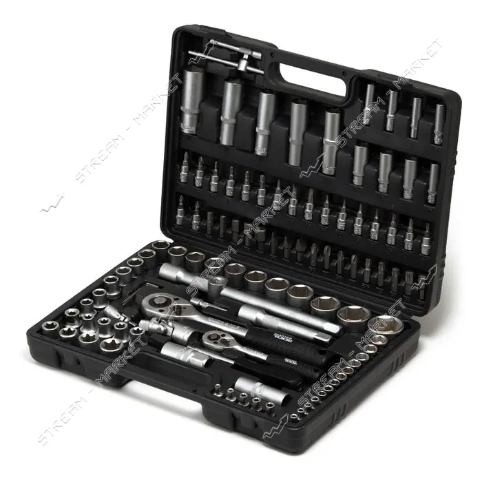 Набор торцевых насадок Mastertool 78-7108 CrV 1/4" и 1/2" с трещеткой 24 зуба 108шт