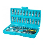 Набор торцевых насадок Mastertool 78-6046 1/4" с трещеткой 24 зуба СrV 46шт                         
