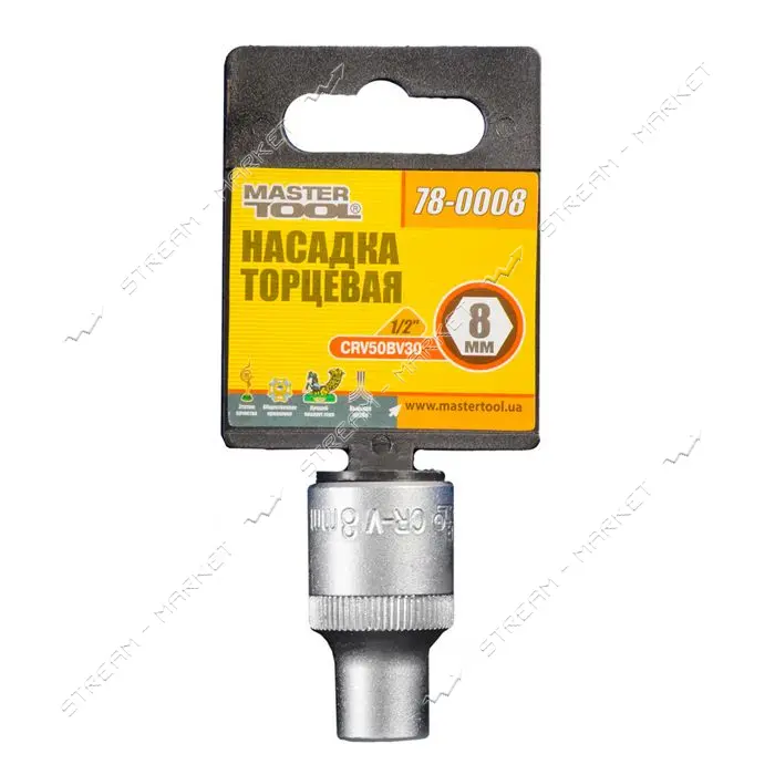 Насадка торцевая Mastertool 78-0008 6-гранная CrV 1/2" 8мм