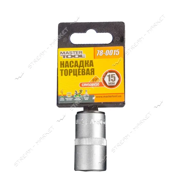 Насадка торцевая Mastertool 78-0015 6-гранная CrV 1/2" 15мм