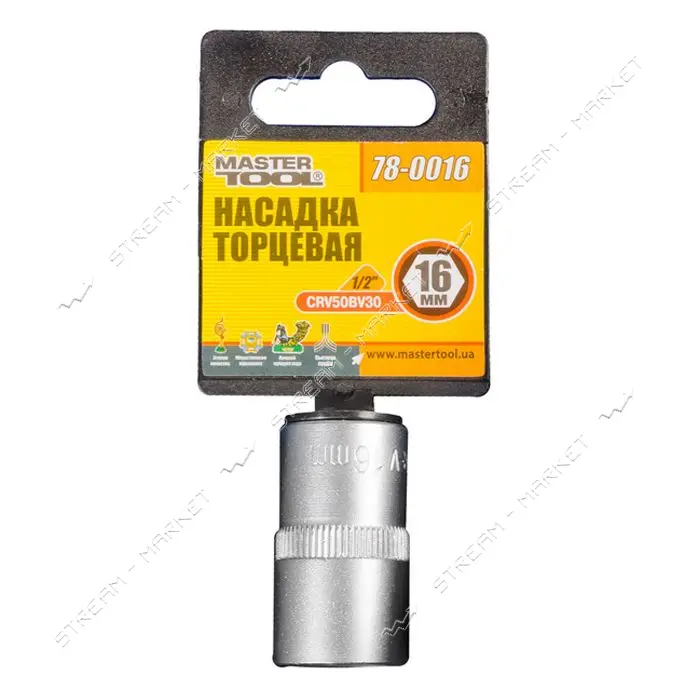 Насадка торцевая Mastertool 78-0016 6-гранная CrV 1/2" 16мм                                         