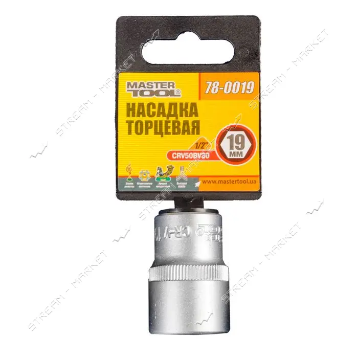 Насадка торцевая Mastertool 78-0019 6-гранная CrV 1/2" 19мм                                         
