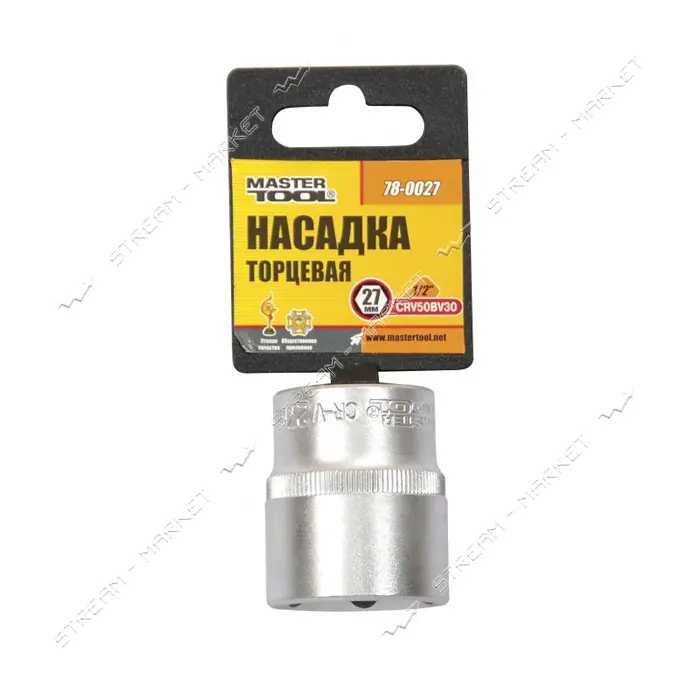 Насадка торцевая Mastertool 78-0027 6-гранная CrV 1/2" 27мм