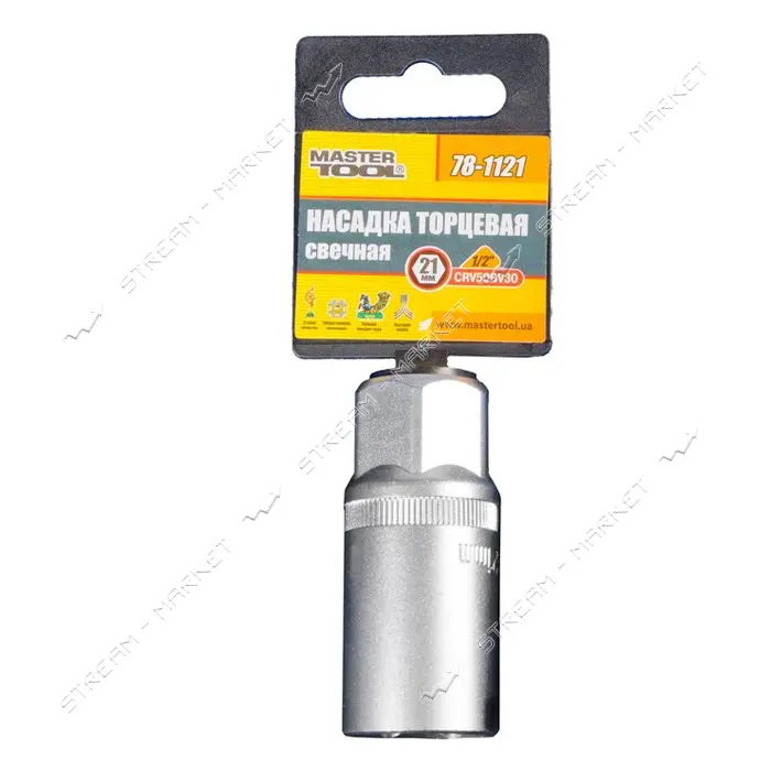 Насадка торцевая Mastertool 78-1121 свечная CrV 1/2" 21мм