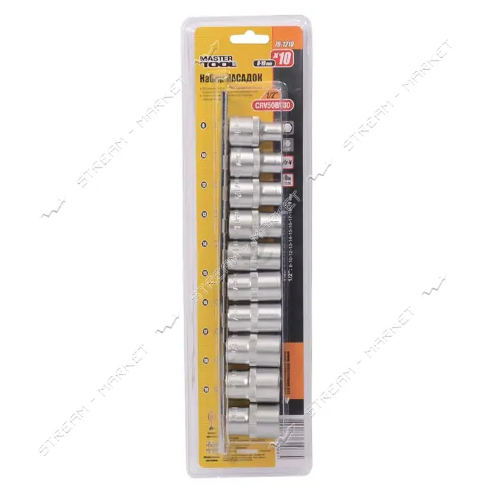 Набор насадок Mastertool 78-1211 CrV 6-гранных торцевых 1/2" 10шт                                   