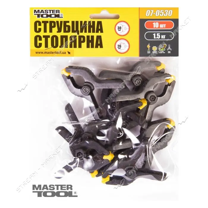 Струбцина столярная Mastertool 07-0530 тип A 30мм сила зажатия 1.5 кг набор 10шт                    