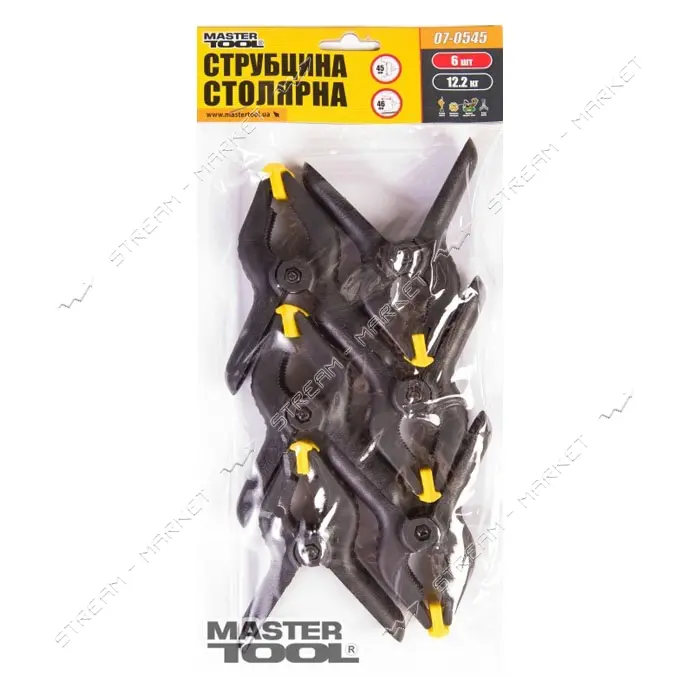 Струбцина столярная Mastertool 07-0545 тип A 45мм сила зажатия 12.2 кг набор 6шт                    