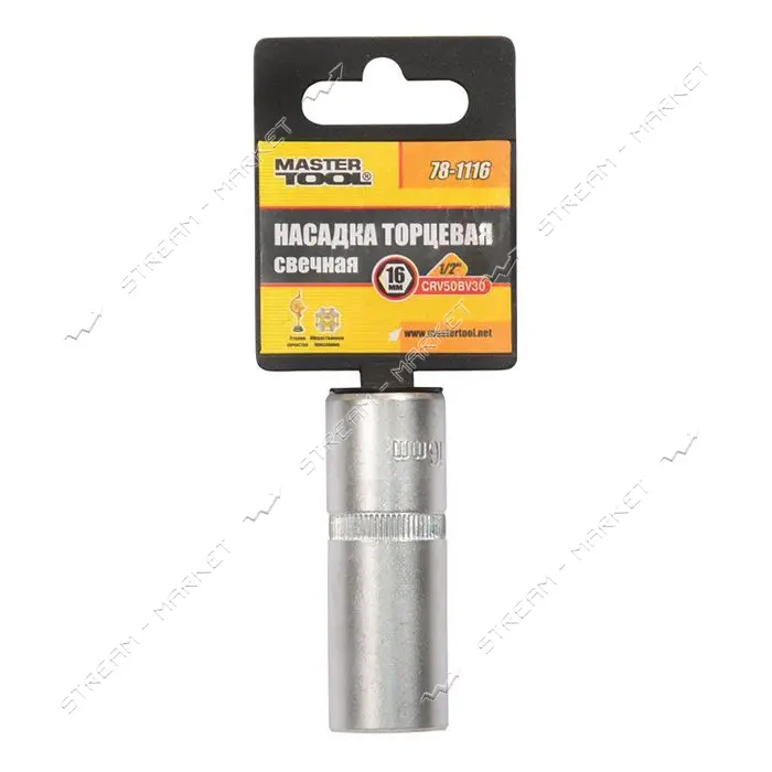 Насадка торцевая свечная Mastertool 78-1116 1/2" 16мм CRV                                           