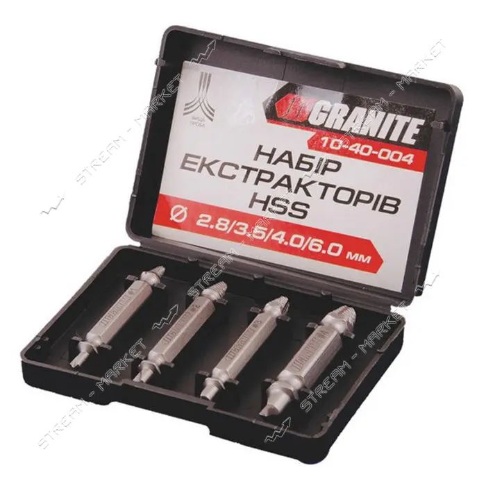 Набор для выкручивания сорванных винтов Granite 10-40-004 4шт экстракторы                           