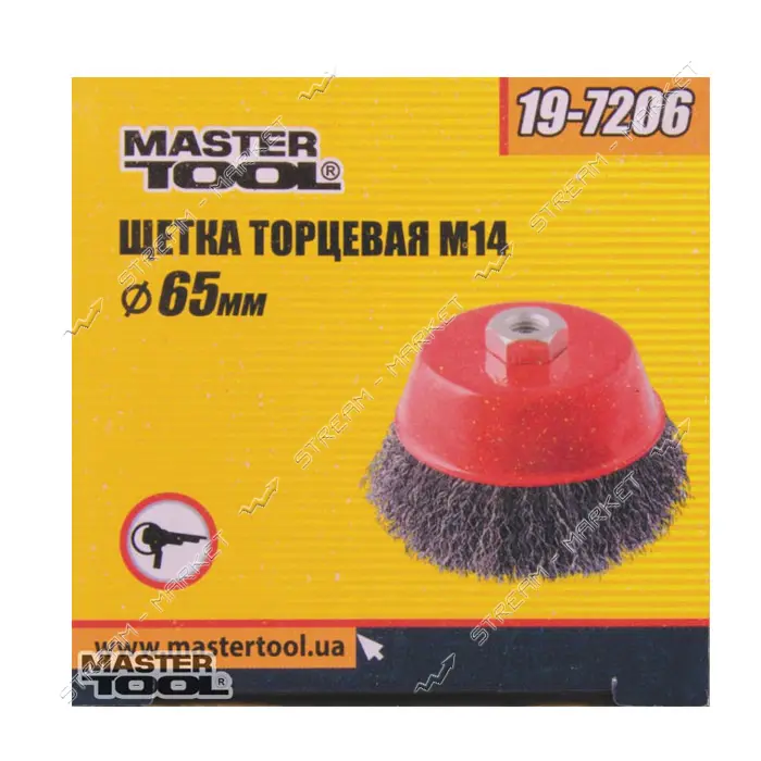 Щетка чашеобразная Mastertool 19-7206 из рифленой проволоки d65мм М14                               