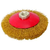 Щетка конусная Mastertool 19-8112 из латунированной рифленой проволоки d125мм М14                   